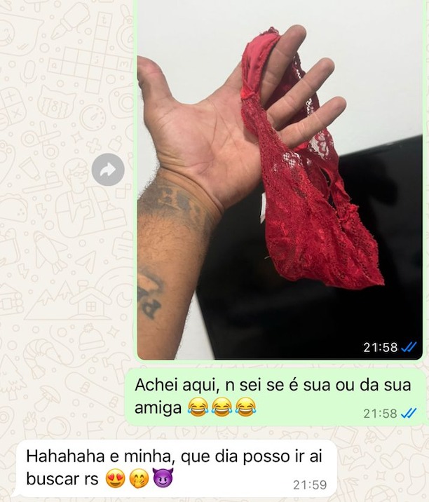 Print de conversa de aluno com mulher